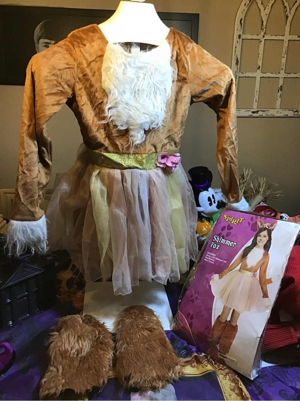 Spirit halloween shimmer fox girls dress size medium 8-10